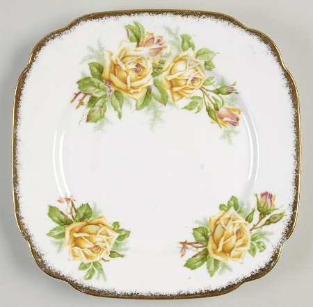 Tea Rose Yellow Square Salad Plate