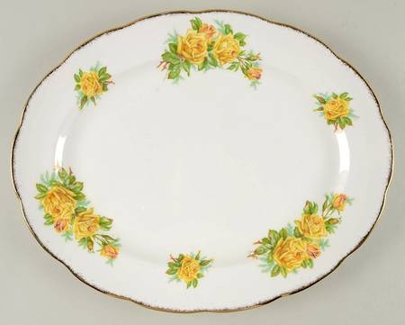 Tea Rose Yellow 15" Oval Serving Platter