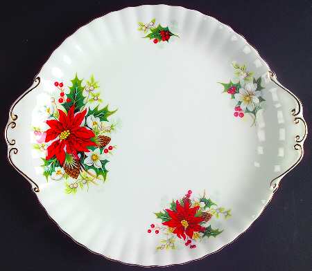 Yuletide (Fluted and Ribbed) Handled Cake Plate