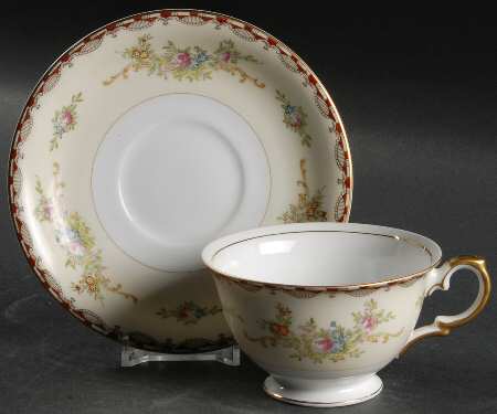 Saratoga (Multicolor Flowers) Footed Cup & Saucer Set