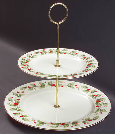 Holly 2 Tiered Serving Tray (Dinner & Salad Plate)