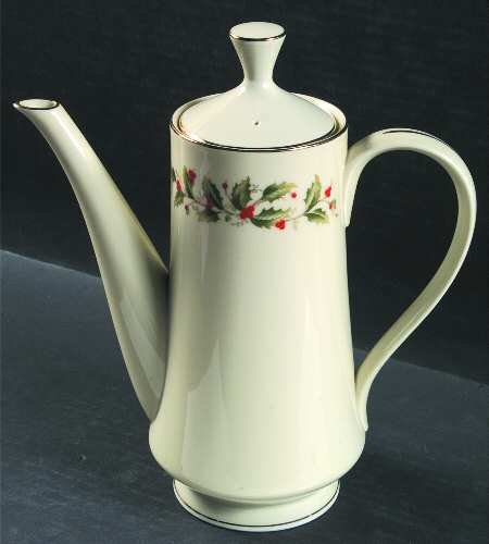 Holly Coffee Pot & Lid
