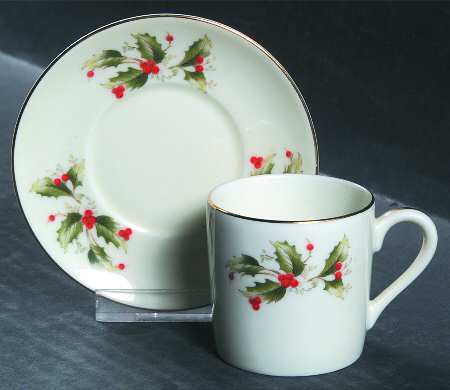 Holly Flat Demitasse Cup & Saucer Set