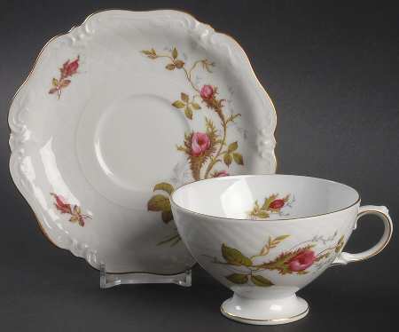 Rose Brier (White) Footed Cup & Saucer Set