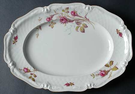 Rose Brier (White) 12" Oval Serving Platter