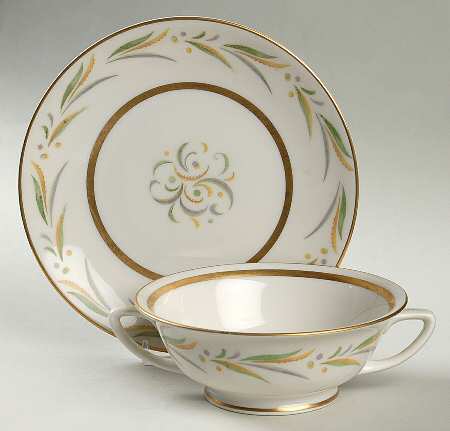 Autumn (Smooth Edge) Footed Cream Soup Bowl & Saucer Set