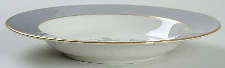 Countess Heirloom Gray (Gold Trim) Rim Soup Bowl