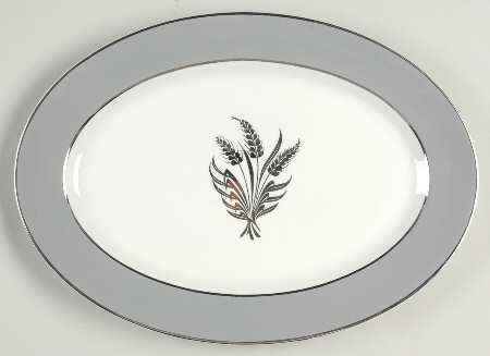 Countess Silver Wheat Gray 13" Oval Serving Platter