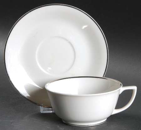 Moderne (Platinum Trim) Footed Cup & Saucer Set