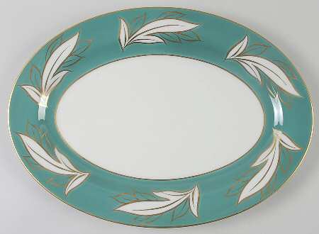 Queen Anne Teal 15" Oval Serving Platter