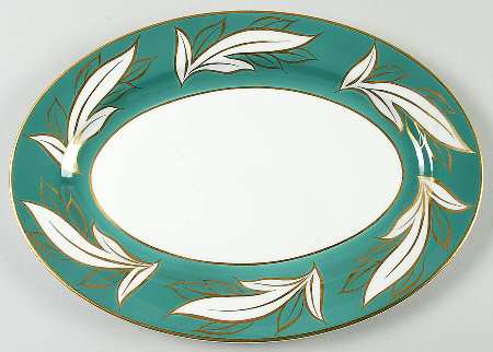 Queen Anne Teal 13" Oval Serving Platter
