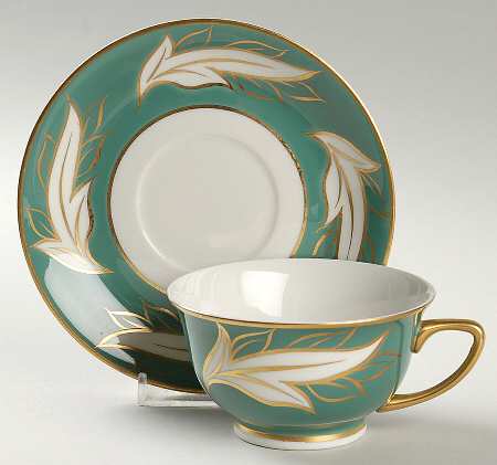 Queen Anne Teal Footed Cup & Saucer Set