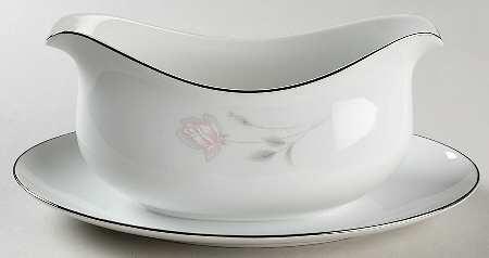 Twilight Rose Gravy Boat with Attached Underplate