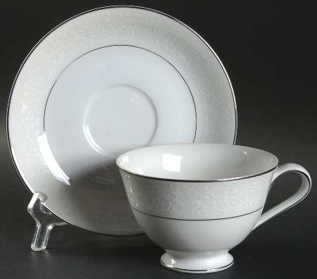 White Lace Footed Cup & Saucer Set