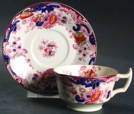 Arcadia Red and Blue (Smooth) Footed Cup & Saucer Set