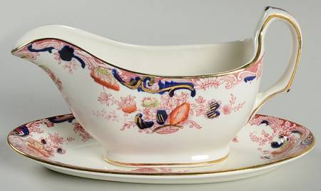 Arcadia Red and Blue (Smooth) Gravy Boat & Underplate