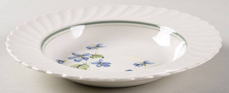 Blue Violets Rim Soup Bowl