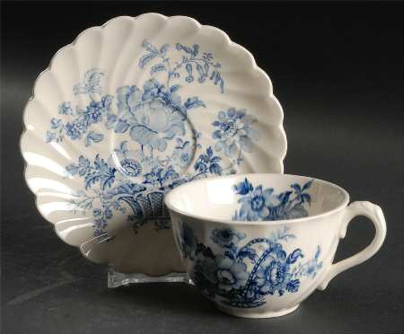Charlotte Blue Flat Cup & Saucer Set