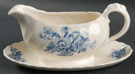 Charlotte Blue Gravy Boat with Attached Underplate