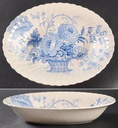 Charlotte Blue 10" Oval Vegetable Bowl