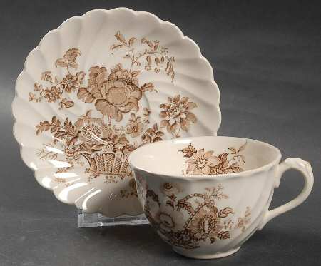 Charlotte Brown Flat Cup & Saucer Set