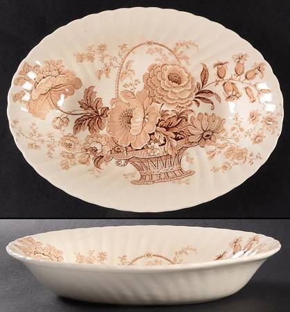 Charlotte Brown 10" Oval Vegetable Bowl