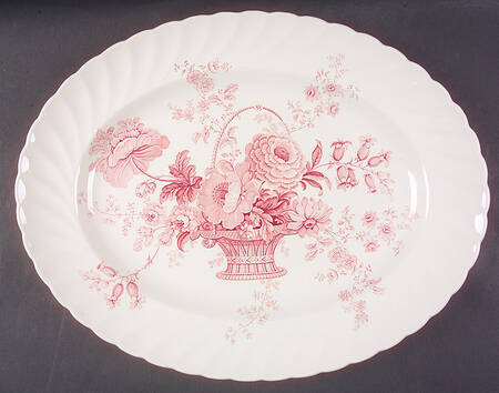 Charlotte Pink (Scalloped) 15" Oval Serving Platter
