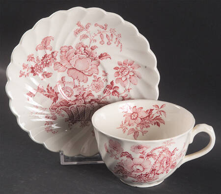 Charlotte Pink (Scalloped) Flat Cup & Saucer Set