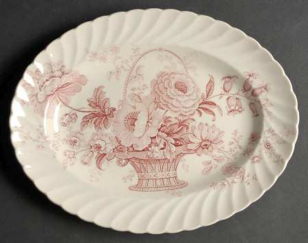 Charlotte Pink (Scalloped) 11" Oval Serving Platter