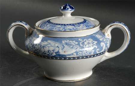 Davenport Blue (Gold Trim) Sugar Bowl & Lid