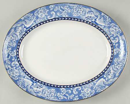 Davenport Blue (Gold Trim) 16" Oval Serving Platter