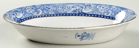 Davenport Blue (Gold Trim) 9" Oval Vegetable Bowl