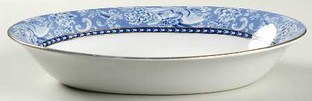 Davenport Blue (Gold Trim) 10" Oval Vegetable Bowl
