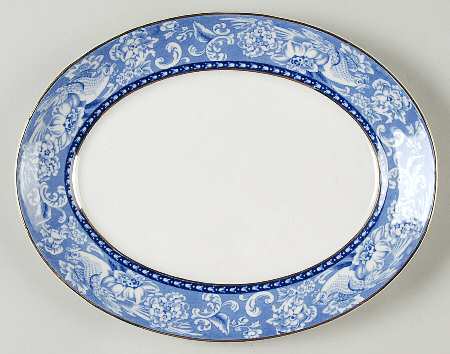 Davenport Blue (Gold Trim) 10" Oval Serving Platter