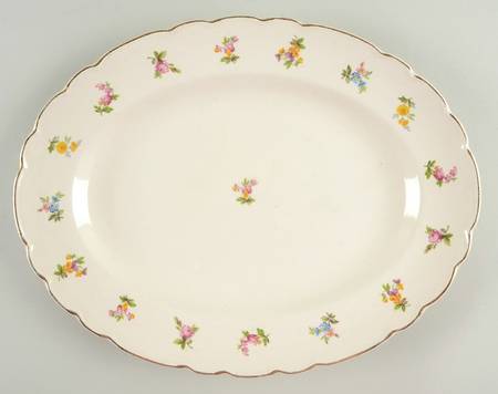 Dimity (Gold Trim) 11" Oval Serving Platter