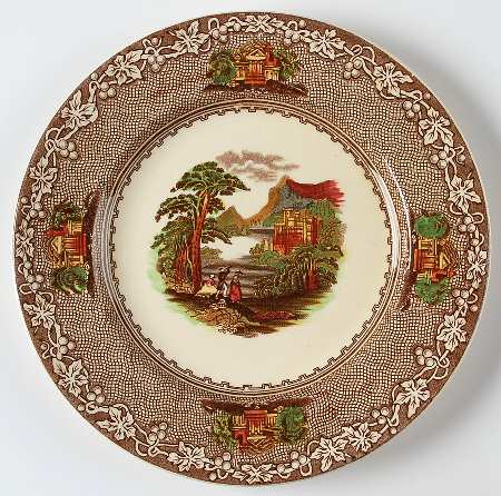 Jenny Lind Brown Multicolor (Leaf Border) Salad Plate