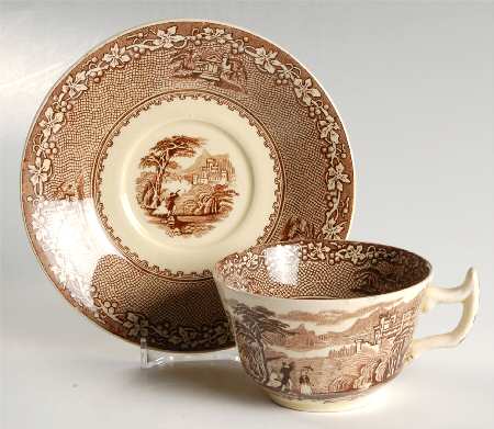 Jenny Lind All Brown (Round) Flat Cup & Saucer Set