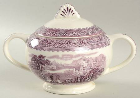 Jenny Lind Lavender (Round) Sugar Bowl & Lid