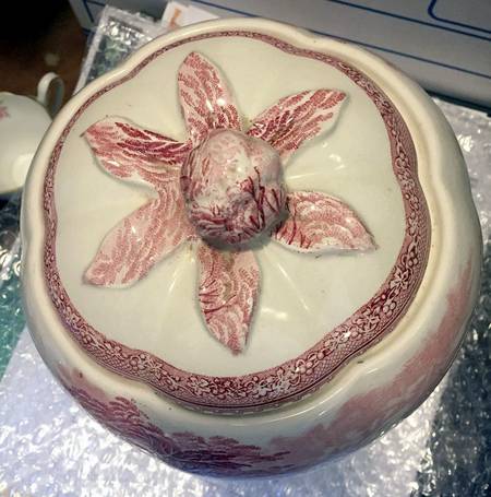 Jenny Lind Pink (Off White Background) Lid for Figural Cookie Jar