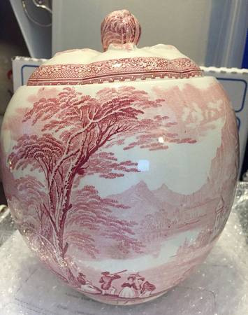 Jenny Lind Pink (Off White Background) Figural Cookie Jar & Lid