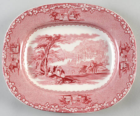 Jenny Lind Pink (Off White Background) 9" Oval Serving Platter