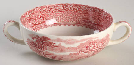 Jenny Lind Pink (Off White Background) Flat Cream Soup Bowl