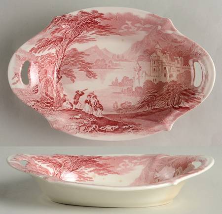 Jenny Lind Pink (Off White Background) 8" Oval Sweet Meat Dish