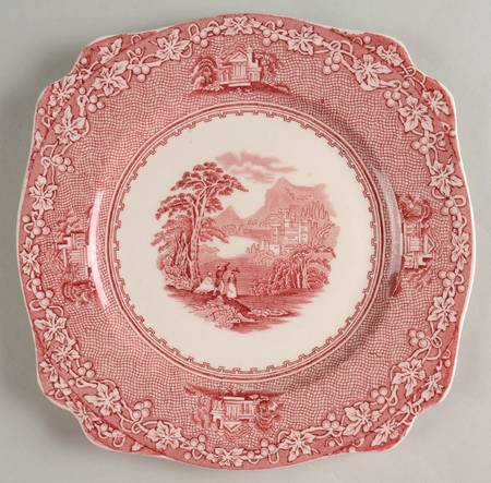 Jenny Lind Pink (Off White Background) Square Salad Plate