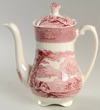 Jenny Lind Pink (Off White Background) Mini Coffee Pot & Lid