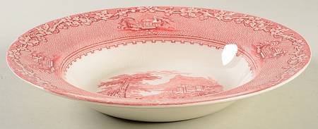 Jenny Lind Pink (Off White Background) Large Rim Soup Bowl