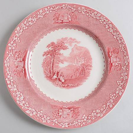Jenny Lind Pink (Off White Background) Large Dinner Plate