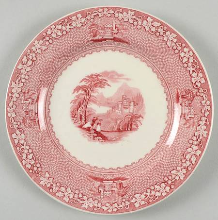 Jenny Lind Pink (Off White Background) Dessert/Pie Plate