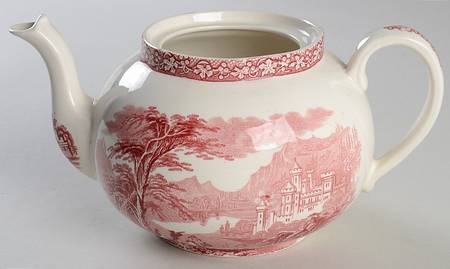 Jenny Lind Pink (Off White Background) Teapot No Lid