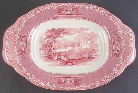 Jenny Lind Pink (Off White Background) Underplate for Tureen